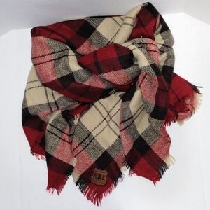 Winter Red Black and Beige Blanket Scarf